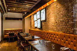 American Bloc bar & diner furniture-wood diner table and leather chairs,button booth couches