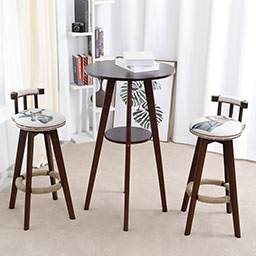 round wood high bar table set_pub high table and chairs set_bar table and chairs set 6602