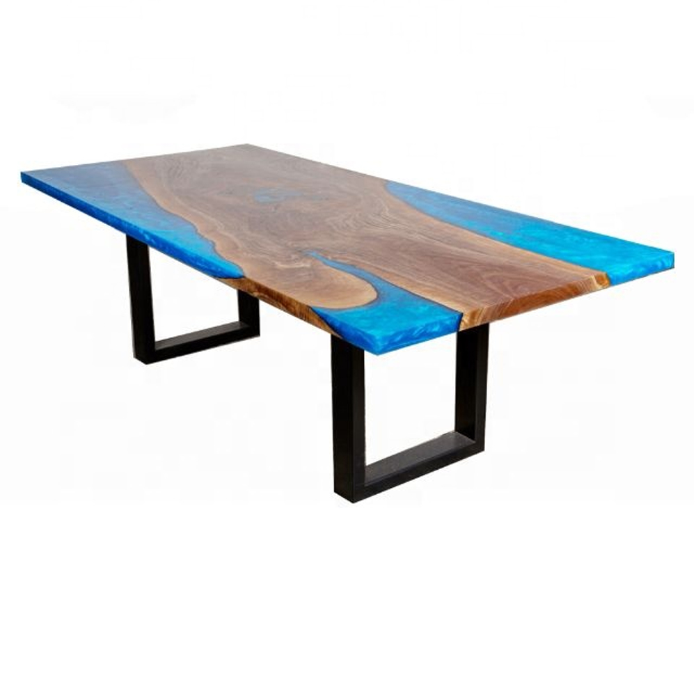 Luxury coffee/office solid wood island design dining tables customize 1.5 meter rectangle blue resin epoxy tables Luxury coffee/office solid wood island design dining tables customize 1.5 meter rectangle blue resin epoxy tables, wood restaurant tables 1040
