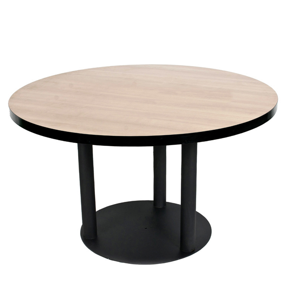 Restaurant wooden dining table modern wood MDF round dining table designs with round black iron base Restaurant wooden dining table modern wood MDF round dining table designs with round black iron base, wood restaurant tables 1103
