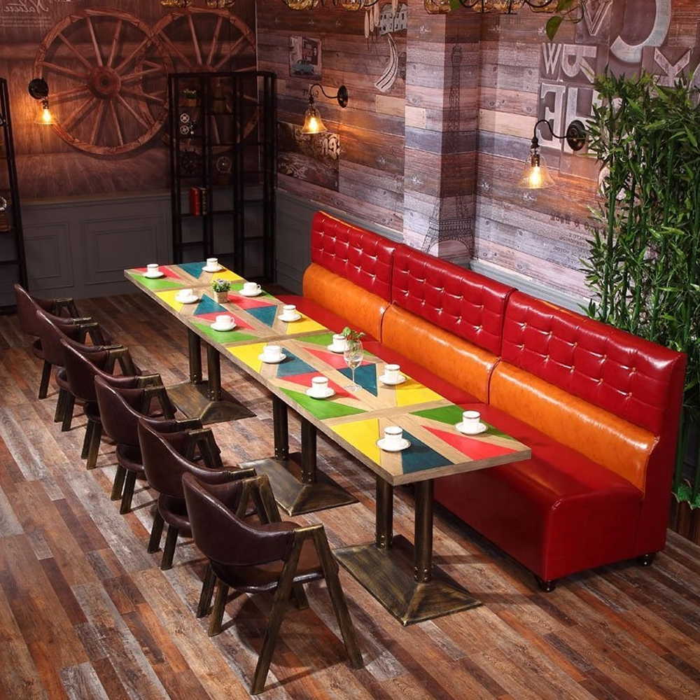 restaurant table and booths 3309_dining table and booth set_wood table and leather booth