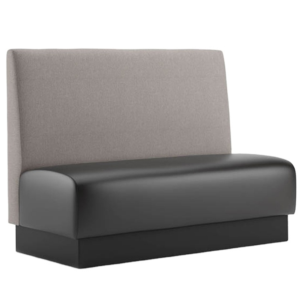 Produce simple design coffee room leather and fabric booth sofas materials is plywood with wood diner booth / restaurant dining booth seating frame, and grey color fabric and leather upholstered restaurant booth sofas back and seats Simple design coffee room fabric back booth sofas fast food/dining room fabric and leather coffee bench sofas, simple leather coffee room booth sofas 5044