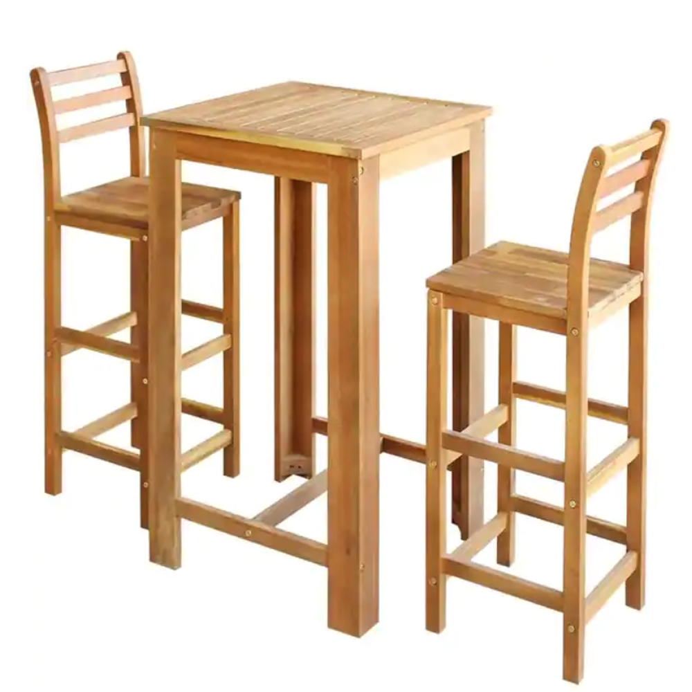 bar table and chairs set 6610_rustic wood pub high table set_square wood high bar table set