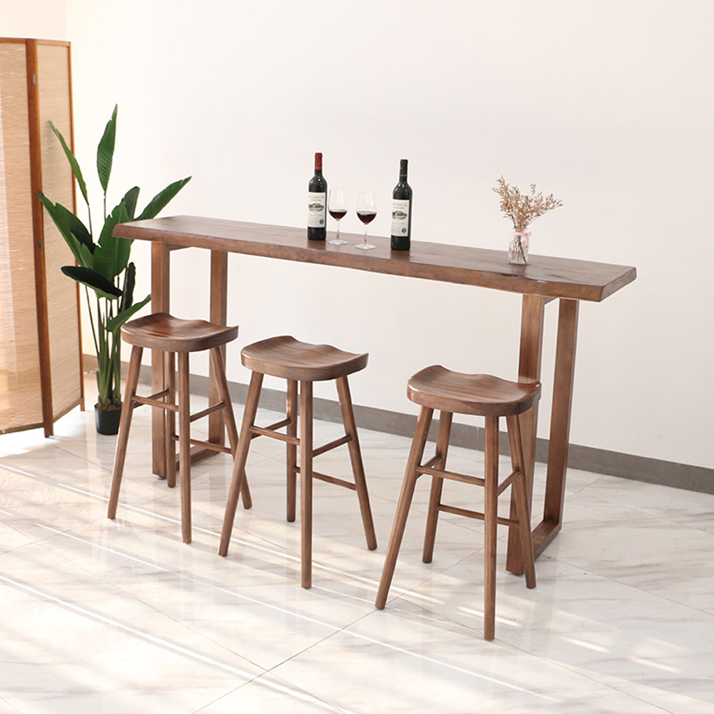 bar table and chairs set 6612_fast food high table and chairs_long wood bar table set